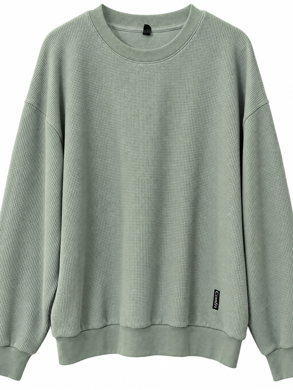 Comfort Sage Green Waffle Knit Pullover Sweater